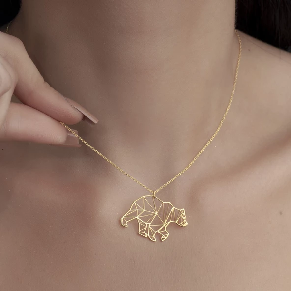 925 Ayar Gümüş Kutup Ayısı Figürlü Kolye - Resim 4