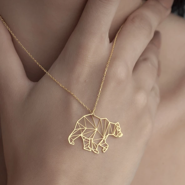 925 Ayar Gümüş Kutup Ayısı Figürlü Kolye - Resim 5