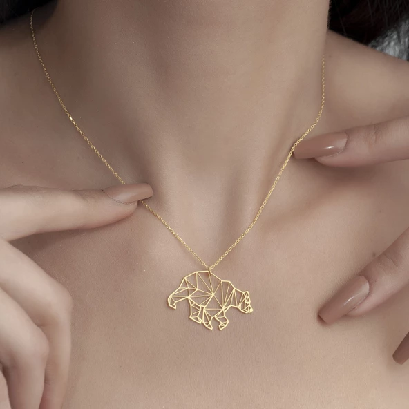 925 Ayar Gümüş Kutup Ayısı Figürlü Kolye - Resim 3