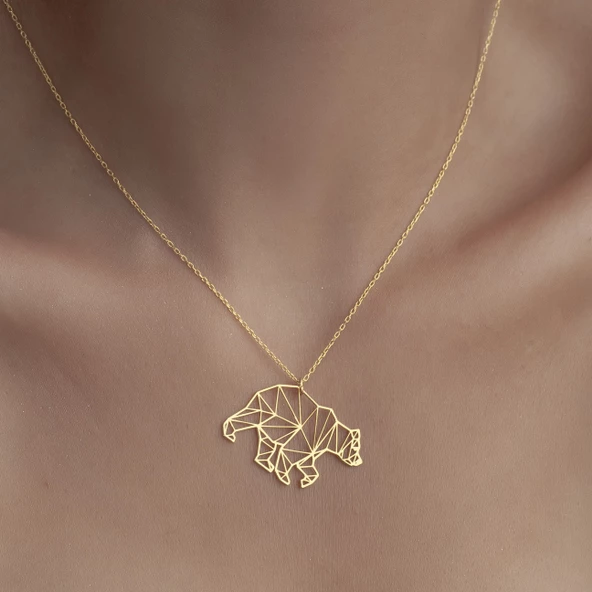 925 Ayar Gümüş Kutup Ayısı Figürlü Kolye - Resim 2