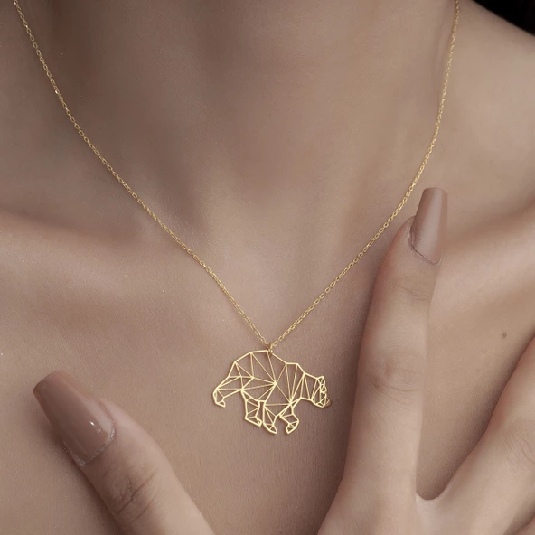 925 Ayar Gümüş Kutup Ayısı Figürlü Kolye - Resim 6