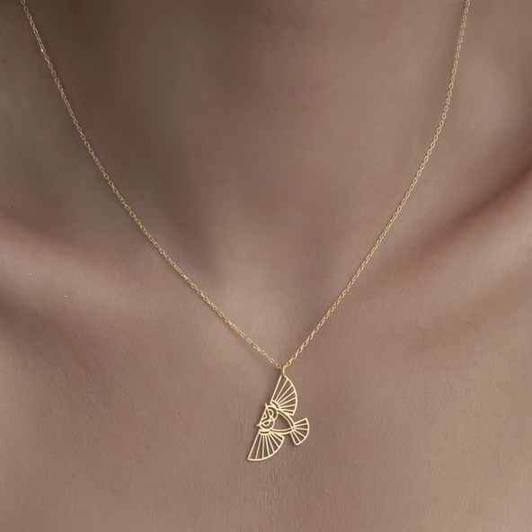 925Ayar Gümüş Origami Baykuş Figürlü Kolye Özel Tasarım ürün görseli 1