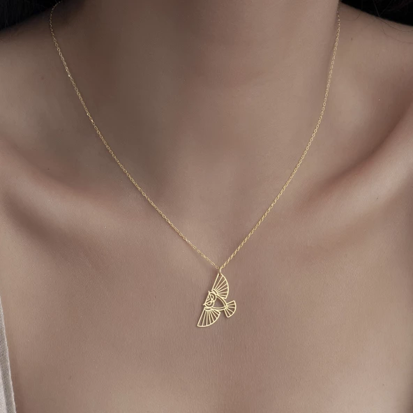 925Ayar Gümüş Origami Baykuş Figürlü Kolye Özel Tasarım - Resim 3