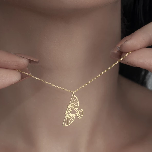 925Ayar Gümüş Origami Baykuş Figürlü Kolye Özel Tasarım - Resim 5