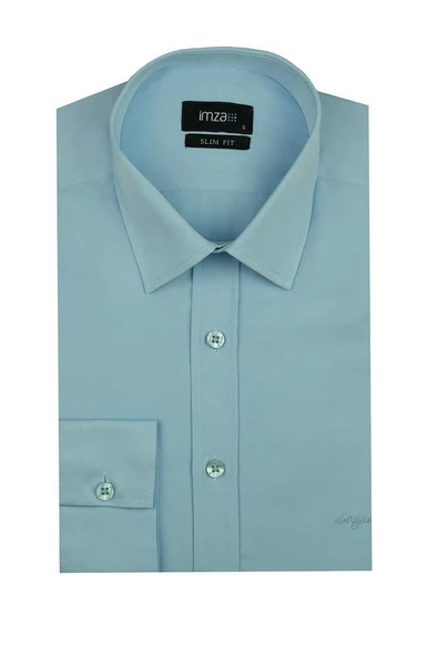 Saks Uzun Kol Sert Yaka  Slim Fit Dar Kesim Basic Gömlek 1004195057