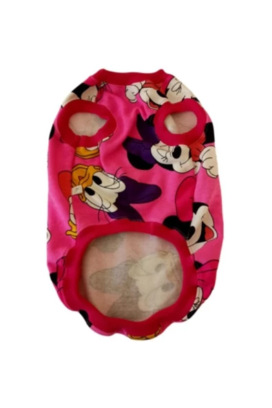 Minnie Mouse Desenli Pembe Kedi Köpek Kıyafeti Giyimi