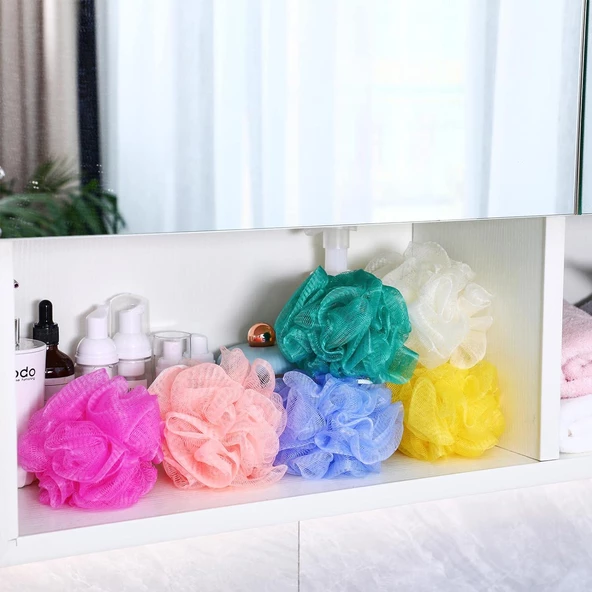 5 Adet Renkli Banyo Lifi Seti, Banyo Kesesi Lif Pufidik Lif, Çeyiz Lif, Seti 5 Adet - 2