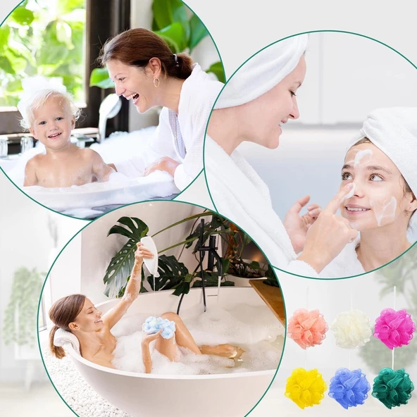 10 Adet Renkli Duş Filesi, Duş Lifi, Banyo Lifi Seti, Banyo Kesesi Lif Pufidik Lif, Çeyiz Lif, Seti 10 Adet - 2