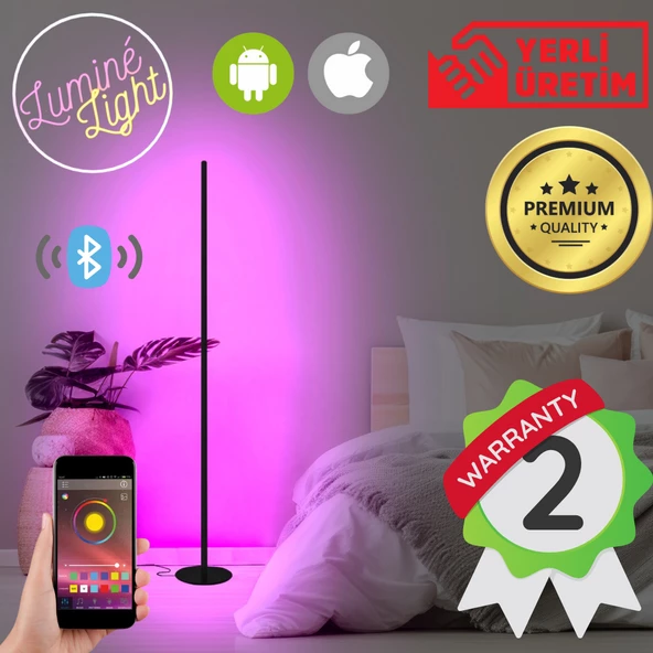 Napnite LAMBADER Mobil Uygulama Kontrollü Bluetooth RGB Lambader (100 CM-SİYAH)