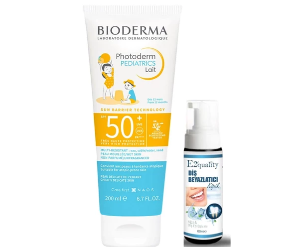 Bioderma Photoderm Pediatrics Lait SPF50+ 200 ml- Diş Beyazlatıcı Köpük Hediye