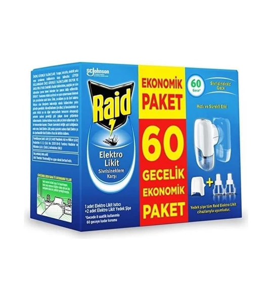 Raid Elektro Likit Cihaz + 2 Yedek 60 Gece