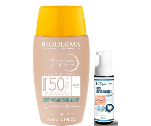 Bioderma Photoderm Nude Touch SPF50+ Light 40 ml- Diş Beyazlatıcı Köpük Hediye