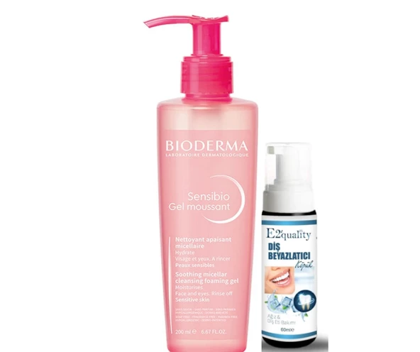 Bioderma Sensibio Foaming Cilt Temizleme Jeli 200 ml- Diş Beyazlatıcı Köpük Hediye