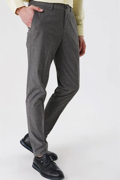 Siyah Pamuklu Lastikli Yandan Cepli Casual Comfort Fit Ayarlanabilir Kemer Pantolon 1003230160