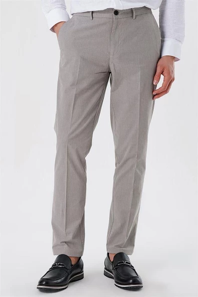 Koyu Bej Pamuklu Lastikli Yandan Cepli Casual Comfort Fit Ayarlanabilir Kemer Pantolon 1003230160