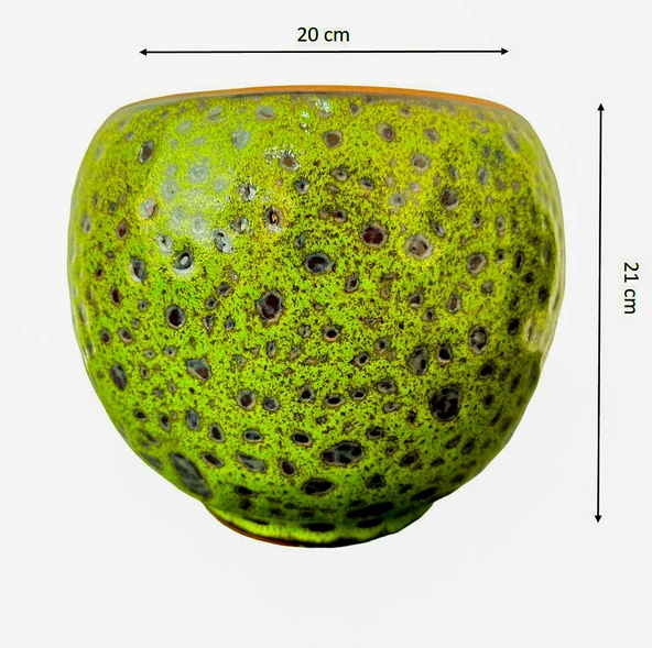 Bitki Tasarımı Yeşil Şekilli Artistik Çift Sırlı İç Ve Dış Mekan Kullanımlı Toprak Terrakota Saksı Saksılık Salon Çiçeklik - Resim 2