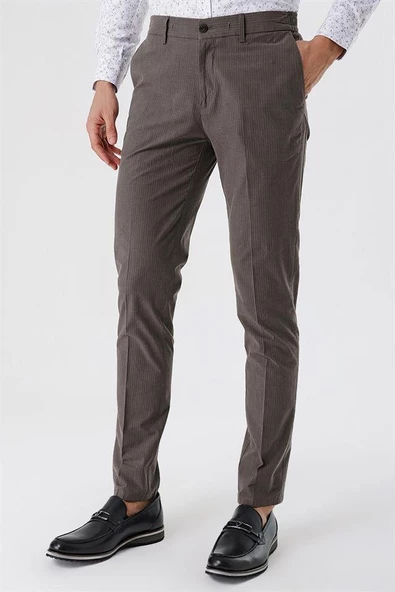 Koyu Kahverengi Pamuklu Lastikli Yandan Cepli Casual Comfort Fit Pantolon 1003230160