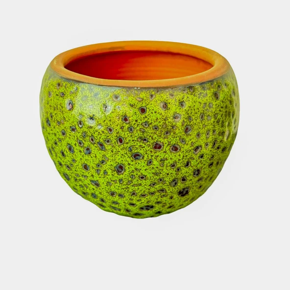 Bitki Tasarımı Yeşil Şekilli Artistik Çift Sırlı İç Ve Dış Mekan Kullanımlı Toprak Terrakota Saksı Saksılık Salon Çiçeklik - Resim 4