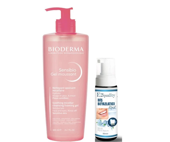 Bioderma Sensibio Foaming Cilt Temizleme Jeli 500 ml- Diş Beyazlatıcı Köpük Hediye