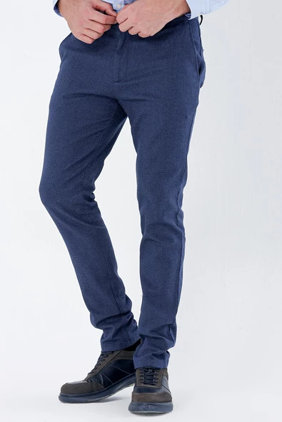Lacivert Pamuklu Yandan Cepli Casual Slim Fit Chino Pantolon 1003235119