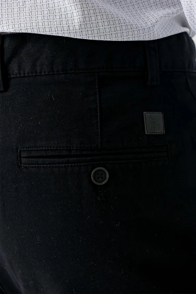 Siyah Pamuklu Yandan Cepli Casual Slim Fit Chino Pantolon 1003235117 - Resim 5