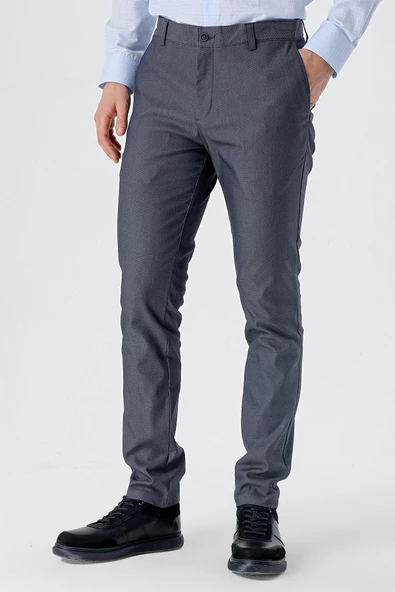 Koyu Lacivert Pamuklu Yandan Cepli Casual Slim Fit Chino Pantolon 1003240150 ürün görseli