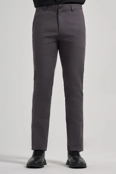 Koyu Antrasit Pamuklu Yandan Cepli Casual Slim Fit Chino Pantolon 1003240151 ürün görseli