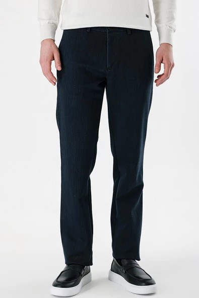 Lacivert Pamuklu Yandan Cepli Casual Comfort Fit Classic Pantolon 1003235124