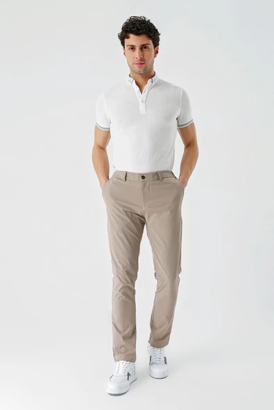 Bej Pamuklu Yandan Cepli Casual Slim Fit Jogger Pantolon 1003240206 - Resim 2