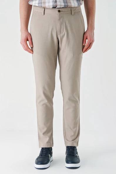 Bej Esnek Yandan Cepli Casual Comfort Fit Chino Pantolon 1003240158