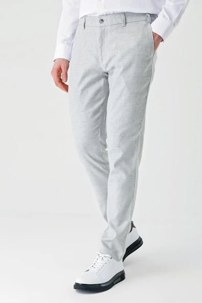 Gri Keten Lastikli Yandan Cepli Casual Comfort Fit Jogger Pantolon 1003240159 ürün görseli