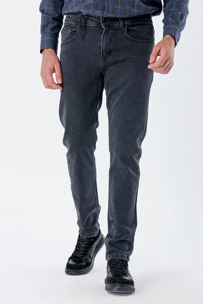 Koyu Antrasit Gabardin %100 Pamuk 5 Cep Slim Fit Dar Kesim Casual Denim Pantolon 1023235162