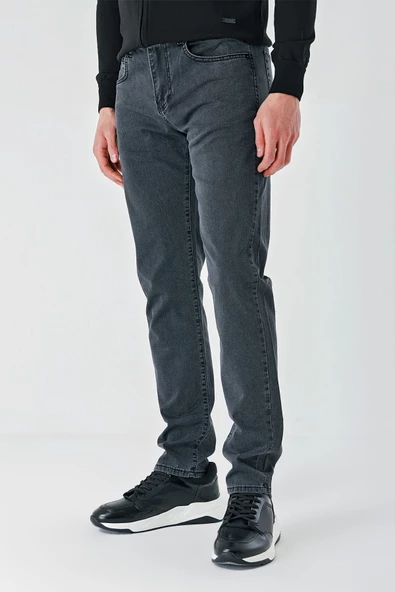 Füme Armürlü Pamuklu 5 Cepli Slim Fit Dar Kesim Casual Denim Pantolon 1023240157