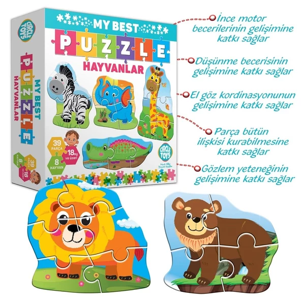AteşTech  Baby Puzzle Hayvanlar 18 Ay+ - 2