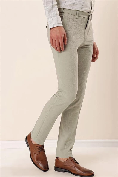 Bej Esnek Yandan Cepli Slim Fit Classic Pantolon 1003230170