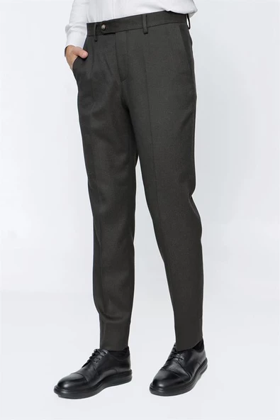 Koyu Haki Esnek Yandan Cepli Classic Comfort Fit Pantolon 1003225166
