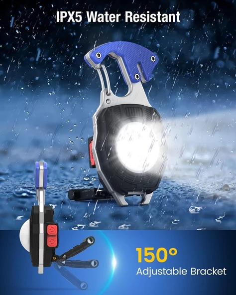 Yeni Seri 800 Lümen Çok İşlevli Ledli Lamba Ateşleyici Düdük Tornovida Bıçak ve Açacak USB Şarjlı - 2