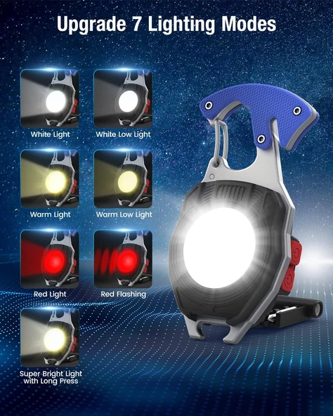 Yeni Seri 800 Lümen Çok İşlevli Ledli Lamba Ateşleyici Düdük Tornovida Bıçak ve Açacak USB Şarjlı - 3