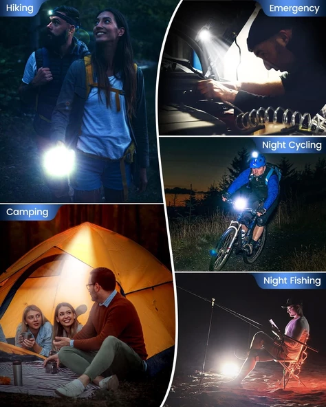 Yeni Seri 800 Lümen Çok İşlevli Ledli Lamba Ateşleyici Düdük Tornovida Bıçak ve Açacak USB Şarjlı - 8