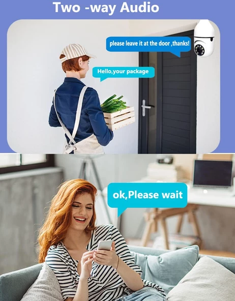 Wi-Fi Özellikli 360 Derece Harekete Duyarlı Gece Görüşlü Ampul Güvenlik Kamerası - 4