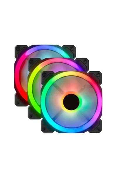 GAMETECH 7r Pro Seri (3'lü Set) Rainbow Ledli Sessiz 120mm Kasa Fanı