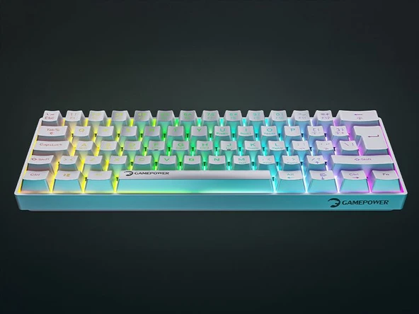 Gamepower Lyra RGB 60M 62Tuş Beyaz Mekanik Kablolu Red Switch Klavye - 3 Yıl Garantili - 2