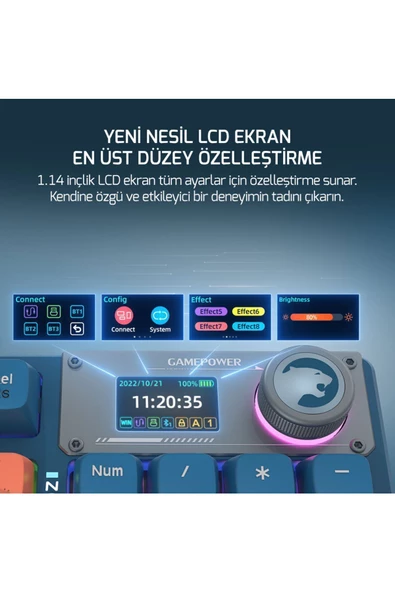 GamePower Gasket Elite X RGB Wireless/Bluetooth/Kablolu Mekanik Hot-Swap Yağlı Switch Gasket Gaming Klavye - 5