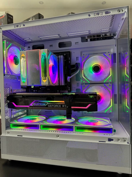 GAMETECH PHANTOM 6X120MM ARGB FANLI TYPE-C GAMİNG OYUNCU BİLGİSAYAR KASASI BEYAZ - 4