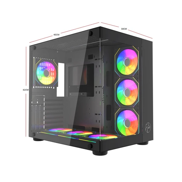 GAMETECH Prime V2 7x120mm RGB Fanlı Gaming Oyuncu Bilgisayar Kasası