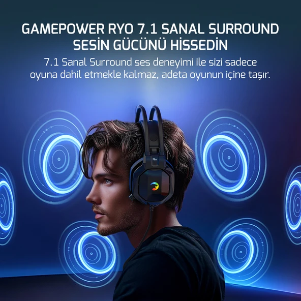GamePower Ryo Siyah 7.1 Surround Rainbow Gaming (Oyuncu) Kulaklık - 4