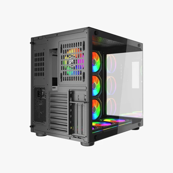 GAMETECH Prime V2 7x120mm RGB Fanlı Gaming Oyuncu Bilgisayar Kasası - 4