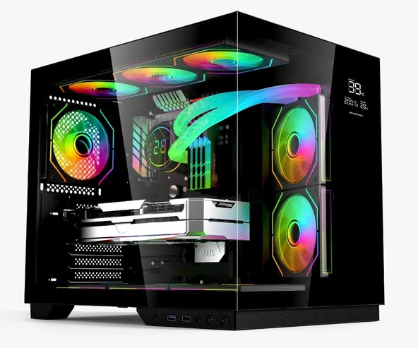 GAMETECH  Grand 7 Adet A-rgb Fanlı Isı Dereceli Akvaryum Oyuncu Kasası