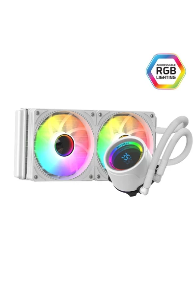 GAMETECH Hydra 240mm Beyaz Argb Amd/ıntel Isı Göstergeli Rgb Sıvı Soğutma Sistemi - 3
