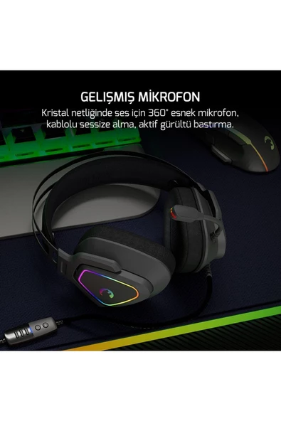 GamePower Kyruse Gri 7.1 Surround Rgb Gaming Titreşimli Kulaklık - 3